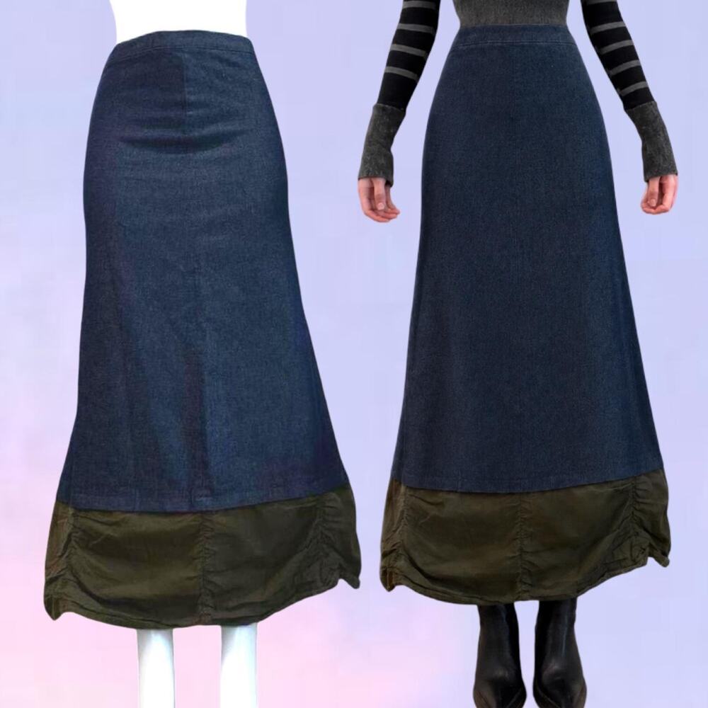 Vintage 90s y2k denim maxi skirt made in france